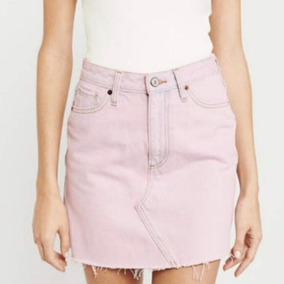 Abercrombie Pink Overdyed Natural Rise Denim Skirt size 29/8 - Picture 1 of 8